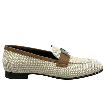 Hermes Loafer 36.5 Paris Beige Brown Silver Leather