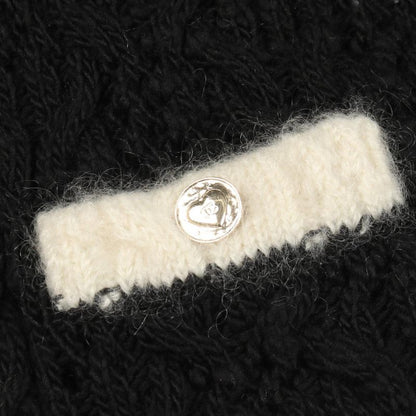 Chanel Cardigan CC Logo Button Cable Knit Wool Silk
