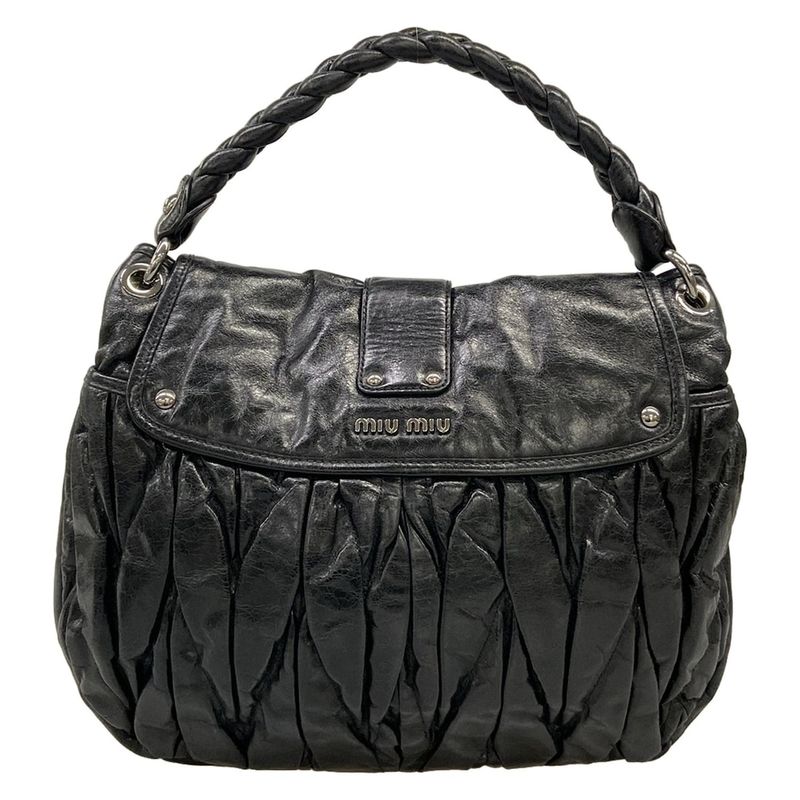 Miu Miu Handbag Matelasse Black Leather