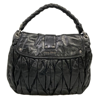 Miu Miu Handbag Matelasse Black Leather