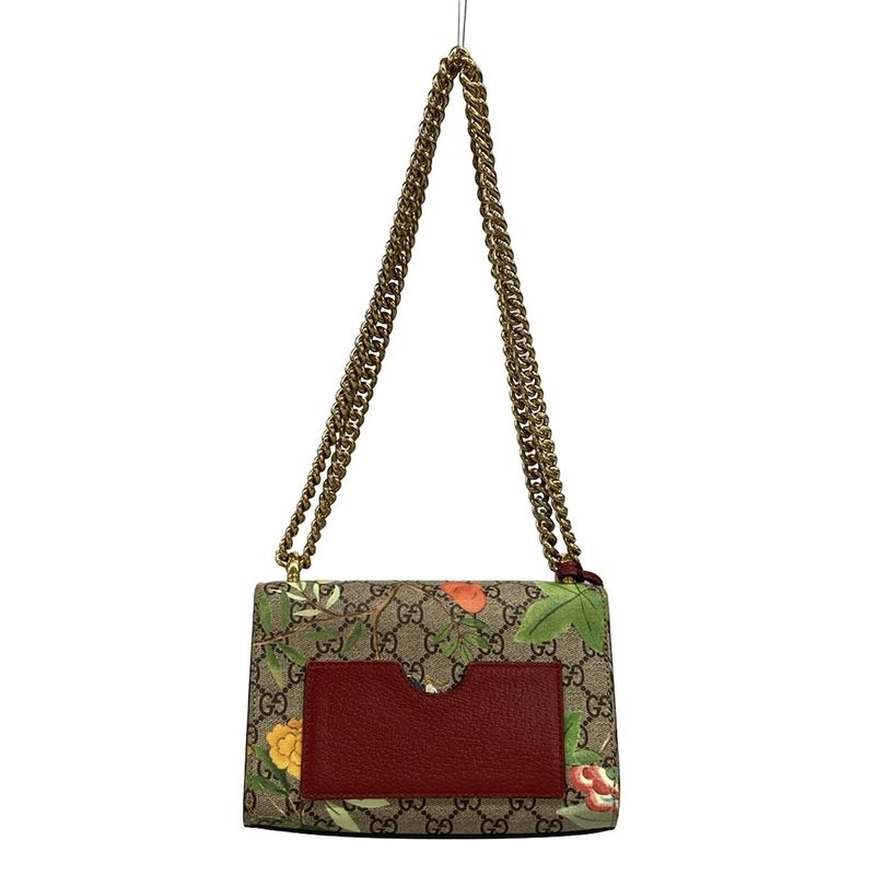 Gucci Shoulder Bag Padlock Small Tian Beige Dark Brown Multi Chain Leather