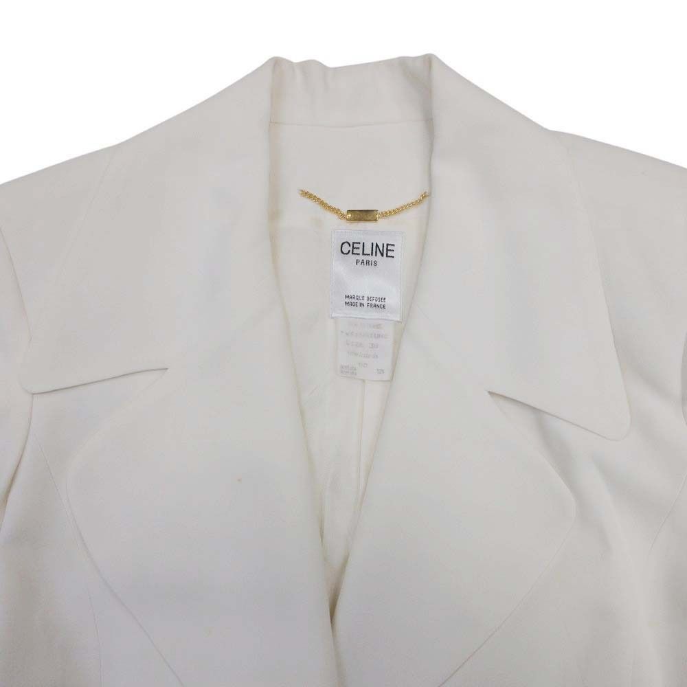 Celine Vintage Tailored Jacket Leather 38 Off White