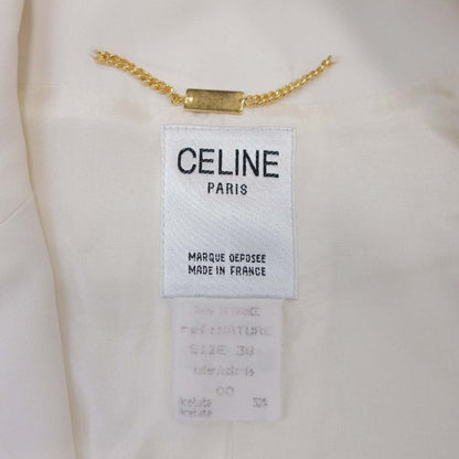 Celine Vintage Tailored Jacket Leather 38 Off White