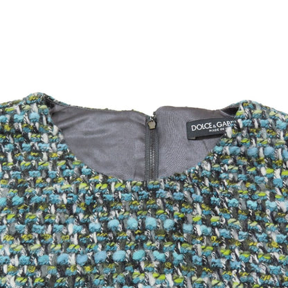 Dolce & Gabbana Tweed Sleeveless Top Tank Top 40 Blue