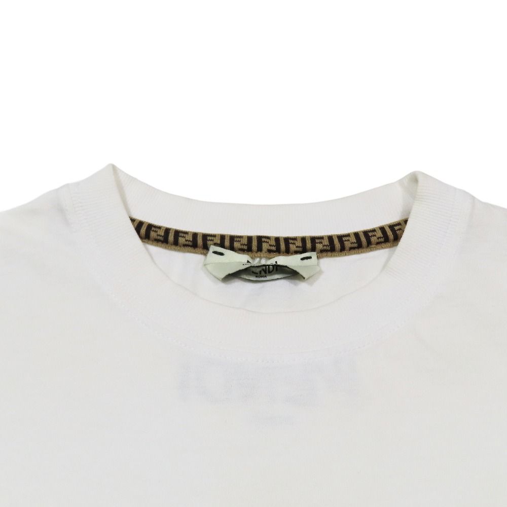 Fendi Gloria T-Shirt Short Sleeve Crew Neck Sequin Logo Print Top XS White