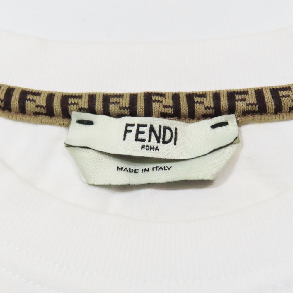 Fendi Gloria T-Shirt Short Sleeve Crew Neck Sequin Logo Print Top XS White