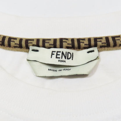 Fendi Gloria T-Shirt Short Sleeve Crew Neck Sequin Logo Print Top XS White