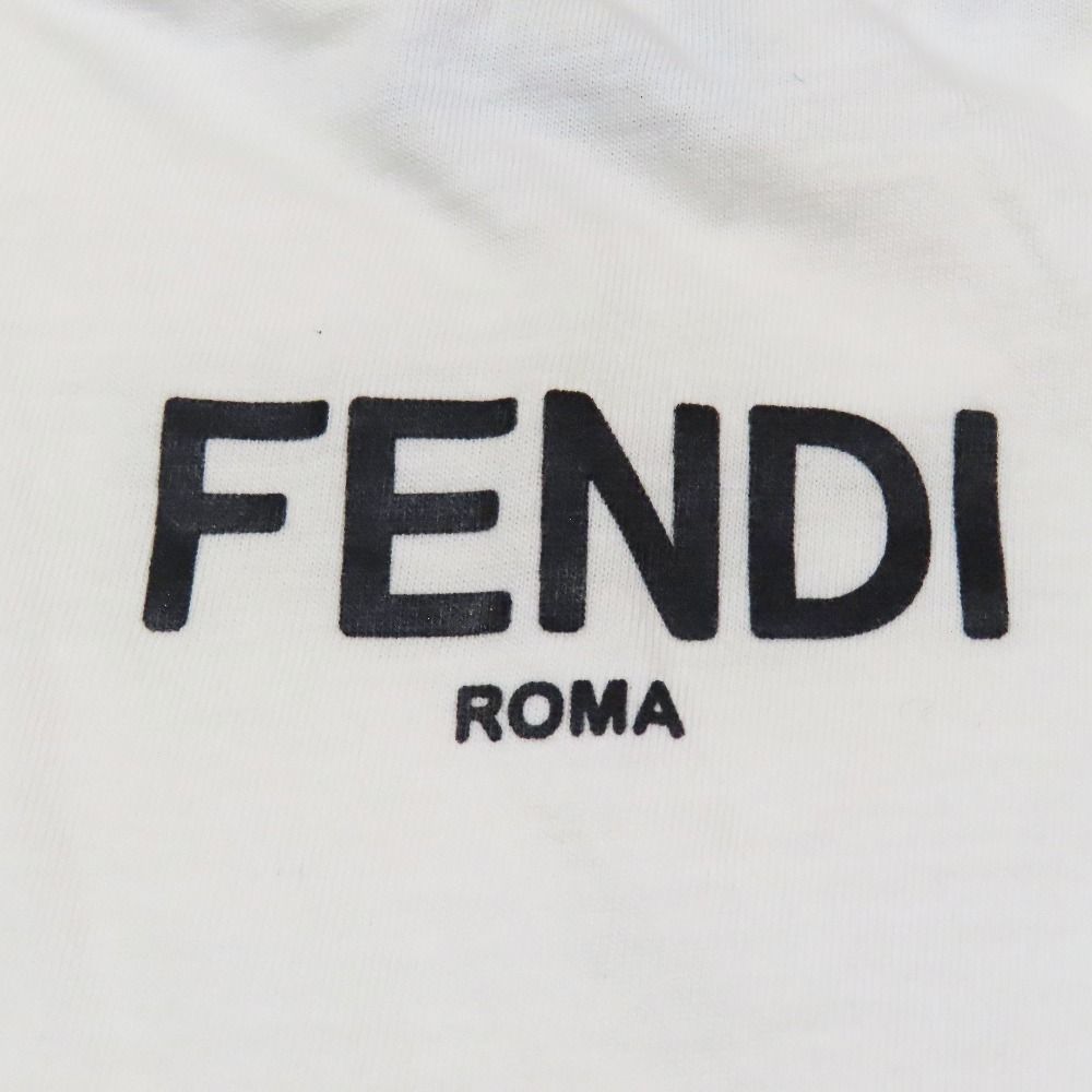 Fendi Gloria T-Shirt Short Sleeve Crew Neck Sequin Logo Print Top XS White