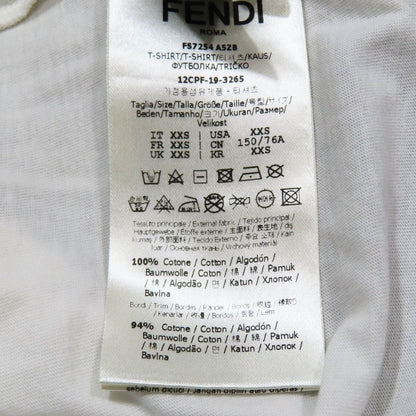 Fendi Gloria T-Shirt Short Sleeve Crew Neck Sequin Logo Print Top XS White