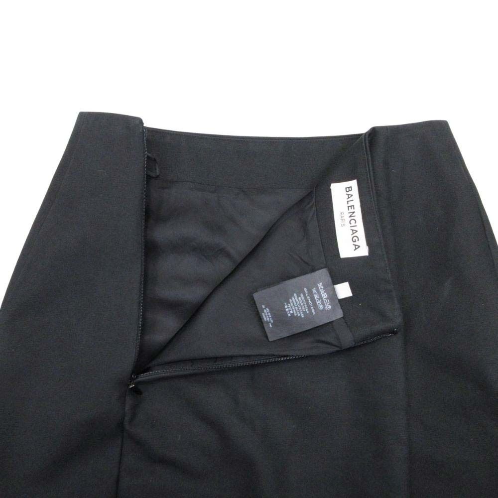 Balenciaga Kick Skirt Box Knee Length Irregular Hem Cotton 34 Black