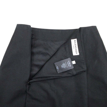 Balenciaga Kick Skirt Box Knee Length Irregular Hem Cotton 34 Black