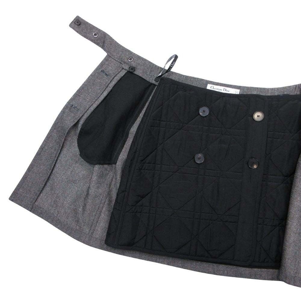 Dior Cannage Quilted Liner Knee Length Skirt 38 Gray