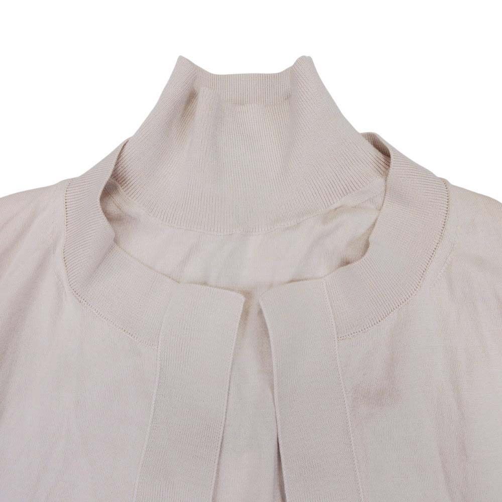 Fendi Layered Knit Dress Docking High Neck Top Long Sleeve 38 Beige