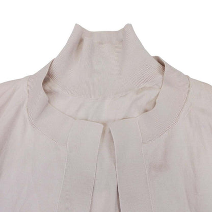 Fendi Layered Knit Dress Docking High Neck Top Long Sleeve 38 Beige