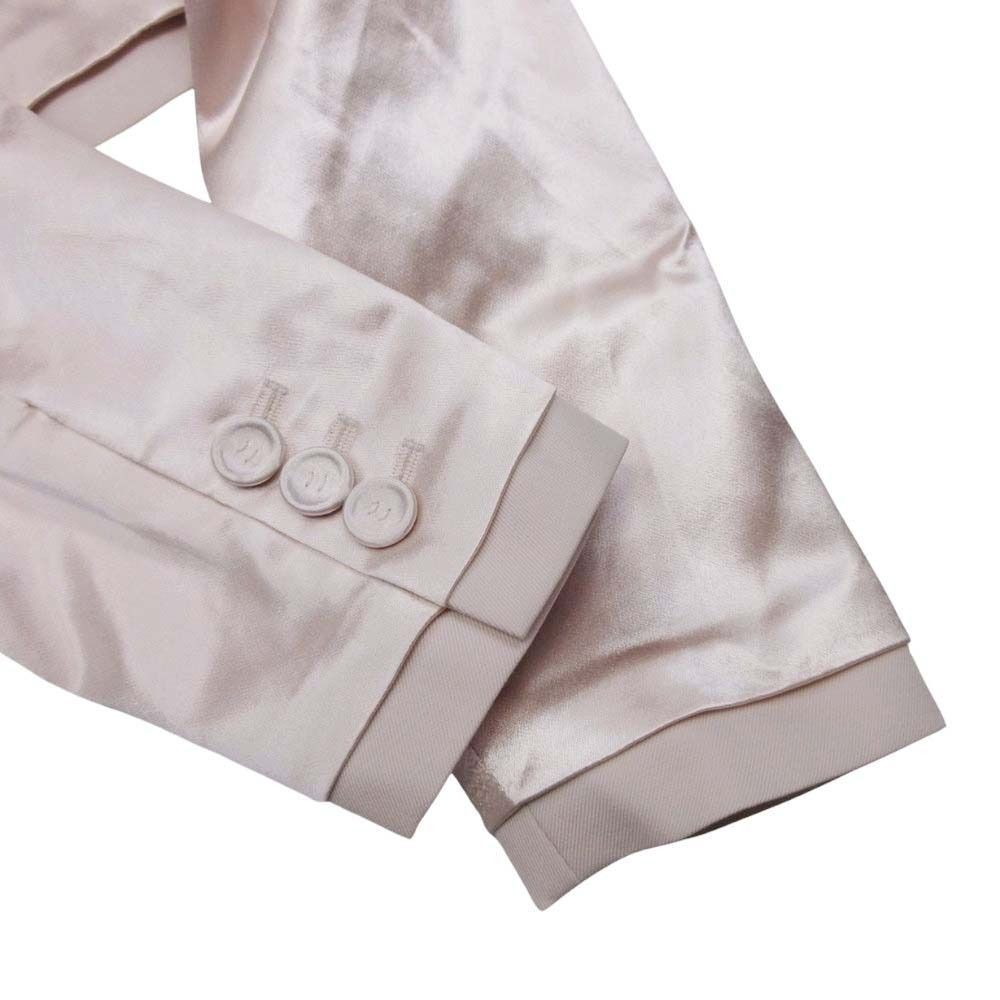 Fendi Satin Peak Lapel Cropped Jacket Short Bra Leather 38 Light Pink