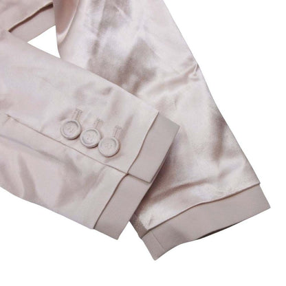 Fendi Satin Peak Lapel Cropped Jacket Short Bra Leather 38 Light Pink