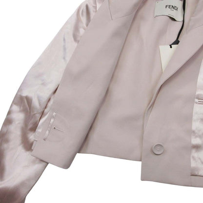 Fendi Satin Peak Lapel Cropped Jacket Short Bra Leather 38 Light Pink
