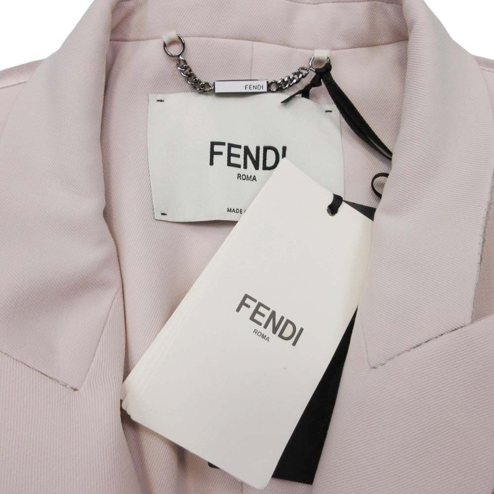 Fendi Satin Peak Lapel Cropped Jacket Short Bra Leather 38 Light Pink