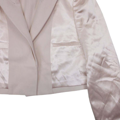 Fendi Satin Peak Lapel Cropped Jacket Short Bra Leather 38 Light Pink