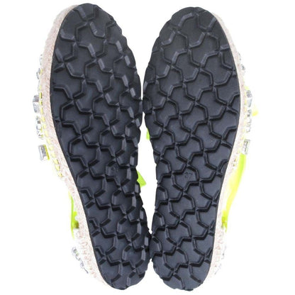 Loewe Paula S Ibiza Crystal Ribbon Espadrilles Sandals 37 Neon Yellow