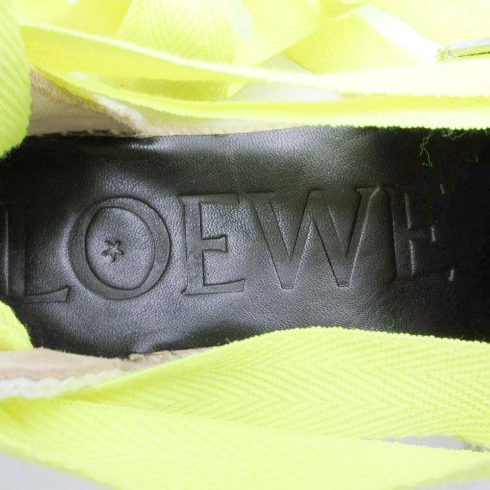 Loewe Paula S Ibiza Crystal Ribbon Espadrilles Sandals 37 Neon Yellow