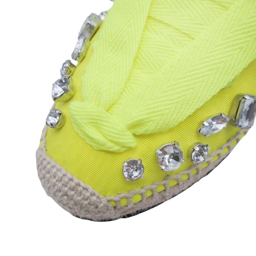 Loewe Paula S Ibiza Crystal Ribbon Espadrilles Sandals 37 Neon Yellow