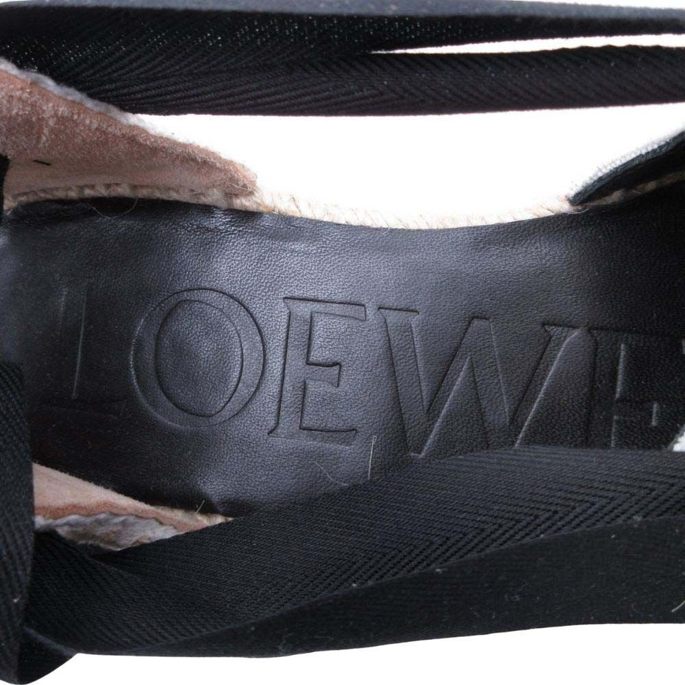 Loewe Paula S Ibiza Crystal Ribbon Espadrille Sandals Wedge Sole 38 Black