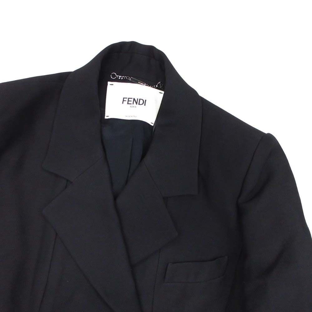 Fendi Silk Blend Lambskin Waist Cutout Jacket Dress 40 Black