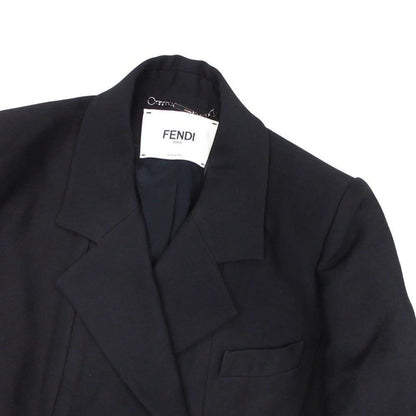 Fendi Silk Blend Lambskin Waist Cutout Jacket Dress 40 Black