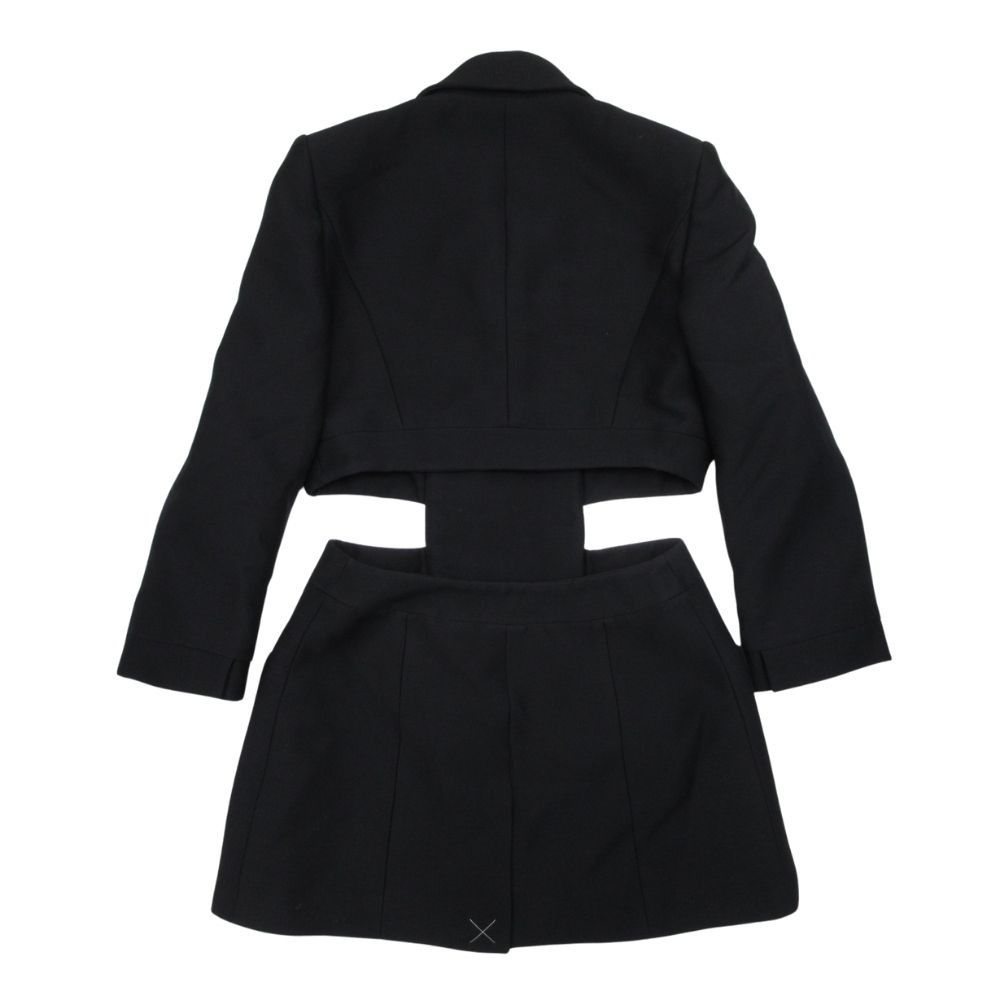 Fendi Silk Blend Lambskin Waist Cutout Jacket Dress 40 Black