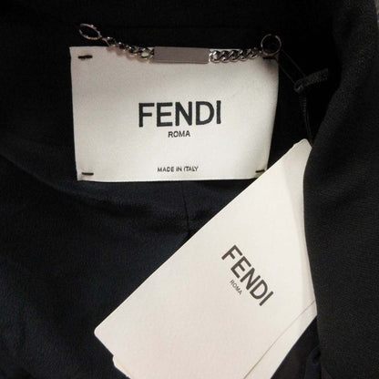 Fendi Silk Blend Lambskin Waist Cutout Jacket Dress 40 Black
