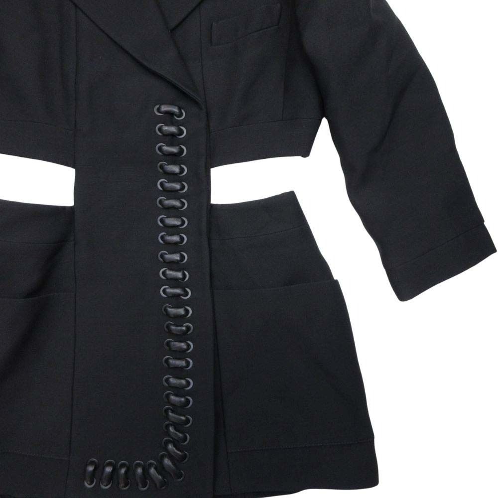 Fendi Silk Blend Lambskin Waist Cutout Jacket Dress 40 Black