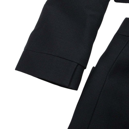 Fendi Silk Blend Lambskin Waist Cutout Jacket Dress 40 Black