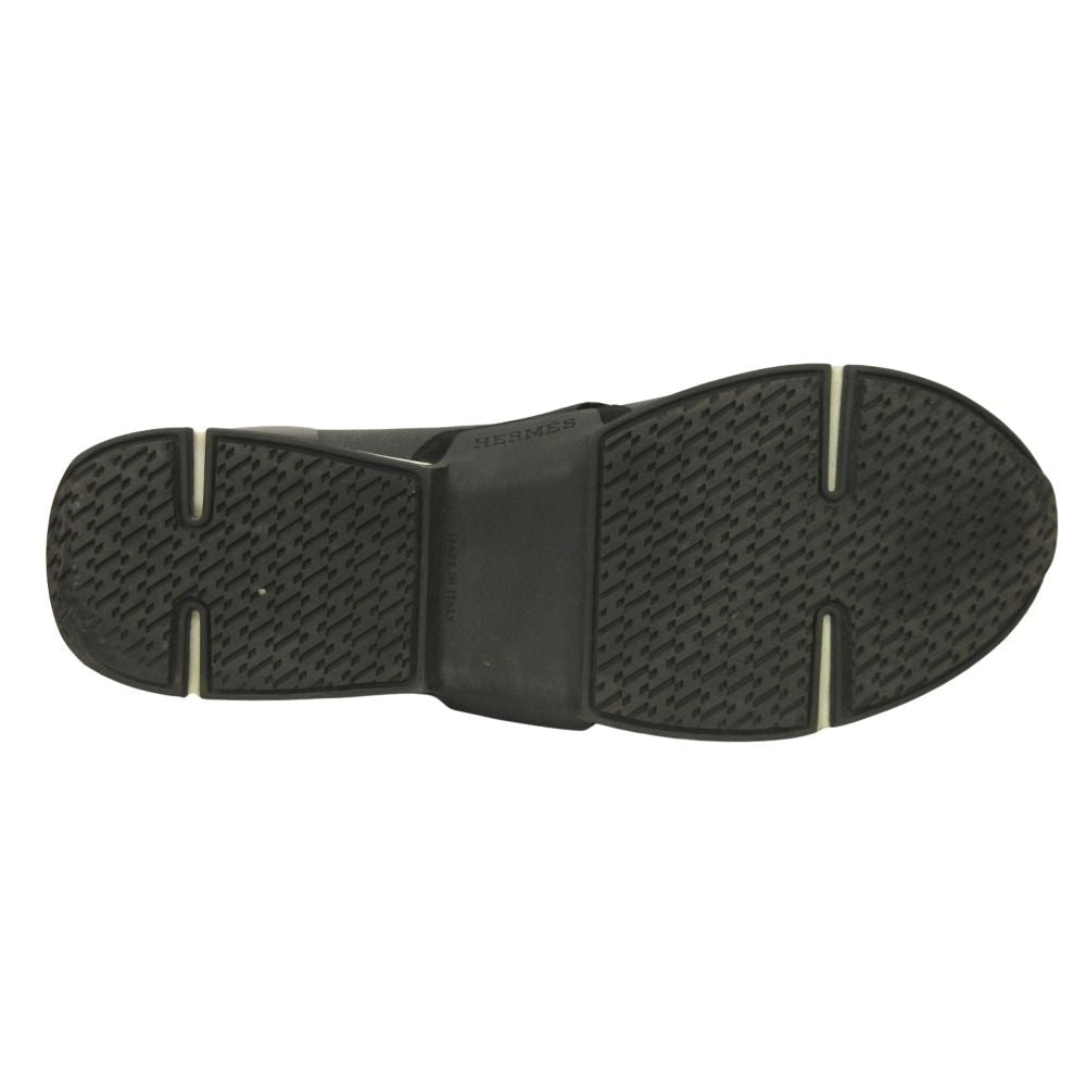 Hermes Epsom Leather Slip on Loafers Shoes Buckle 42.5 Black
