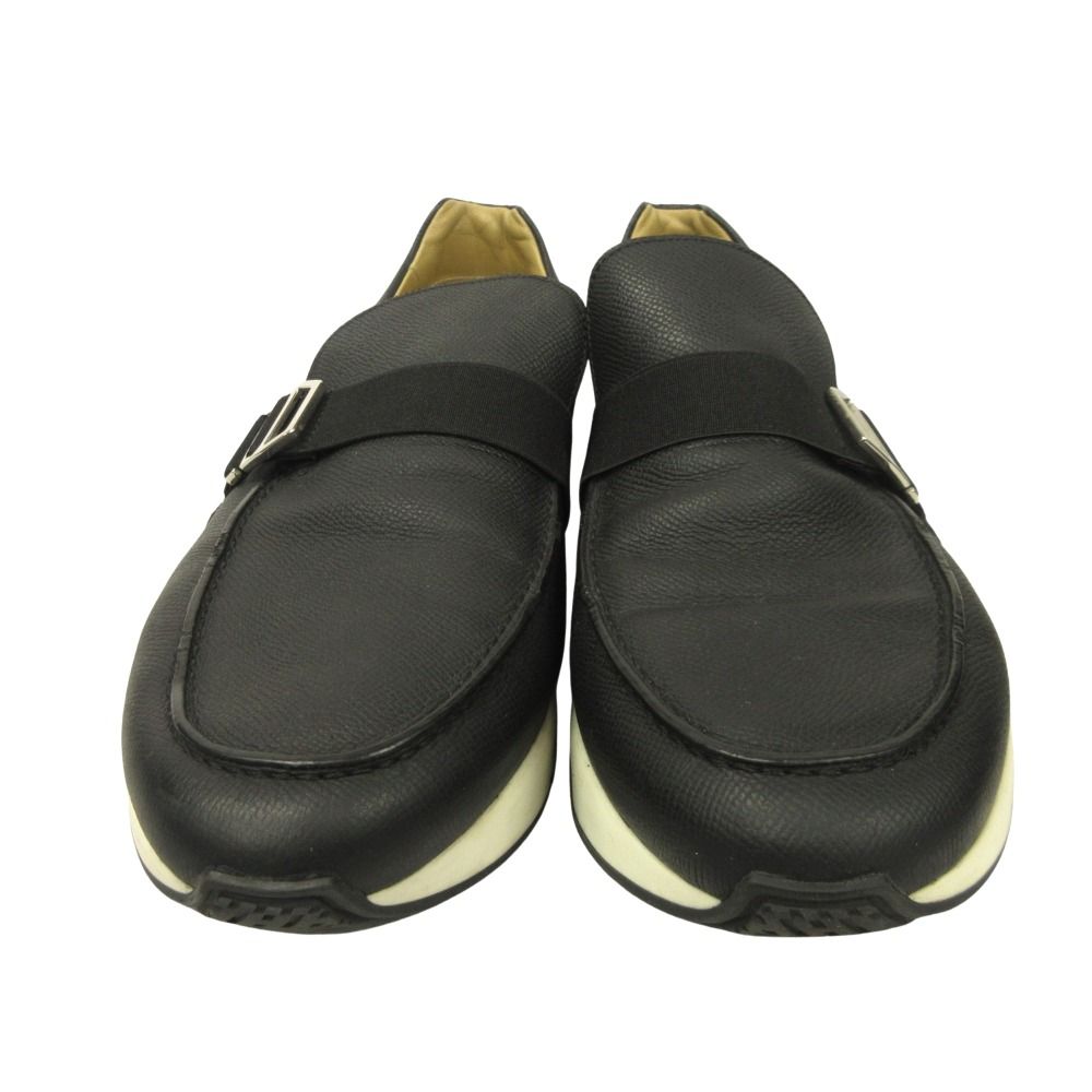 Hermes Epsom Leather Slip on Loafers Shoes Buckle 42.5 Black