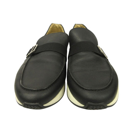 Hermes Epsom Leather Slip on Loafers Shoes Buckle 42.5 Black