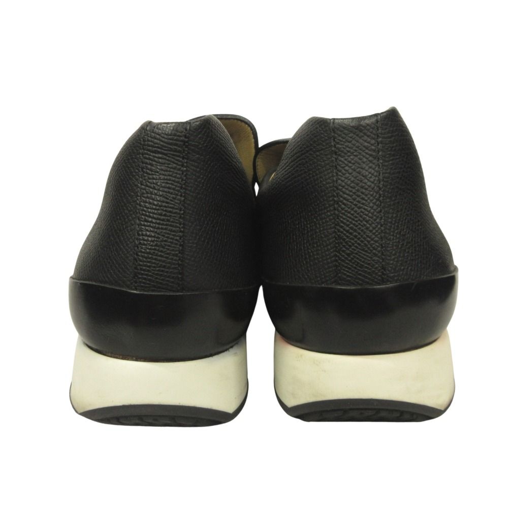 Hermes Epsom Leather Slip on Loafers Shoes Buckle 42.5 Black