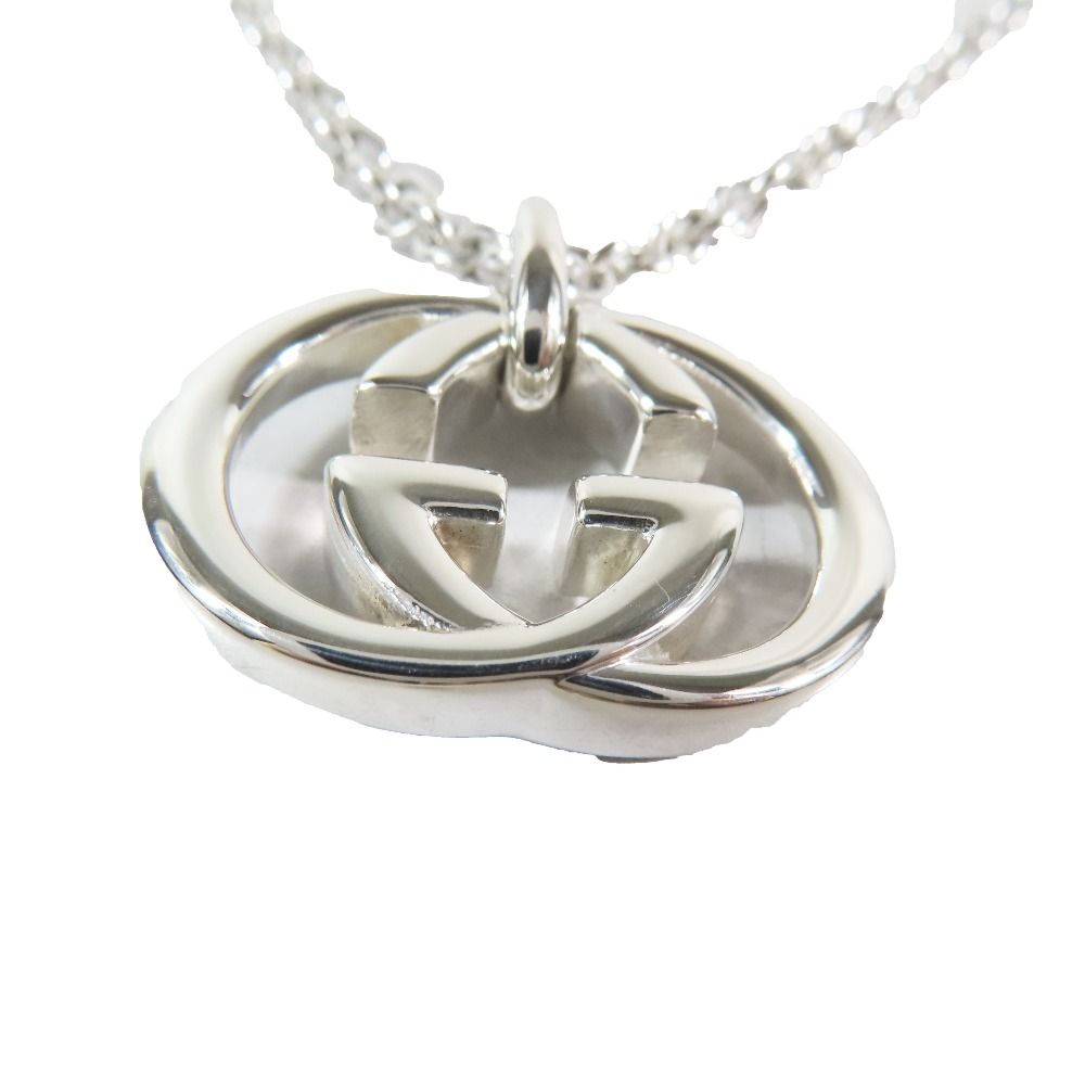 Gucci Polished Interlocking Chain Necklace Pendant Silver