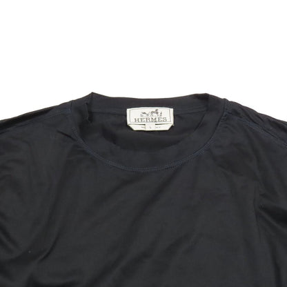 Hermes Blue Stitch Long Sleeve T-Shirt Cotton Long T L Glossy Black
