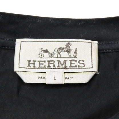 Hermes Blue Stitch Long Sleeve T-Shirt Cotton Long T L Glossy Black