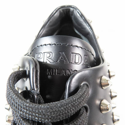 Prada 714 Monolith Brushed Leather Thick Sole Studded Loafers Lace Up Shoes