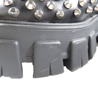Prada 714 Monolith Brushed Leather Thick Sole Studded Loafers Lace Up Shoes