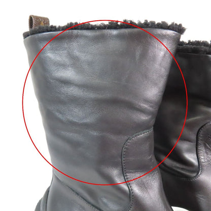 Louis Vuitton LV Akrite Line Boa Boots Shoes Leather 35 Black White Blue
