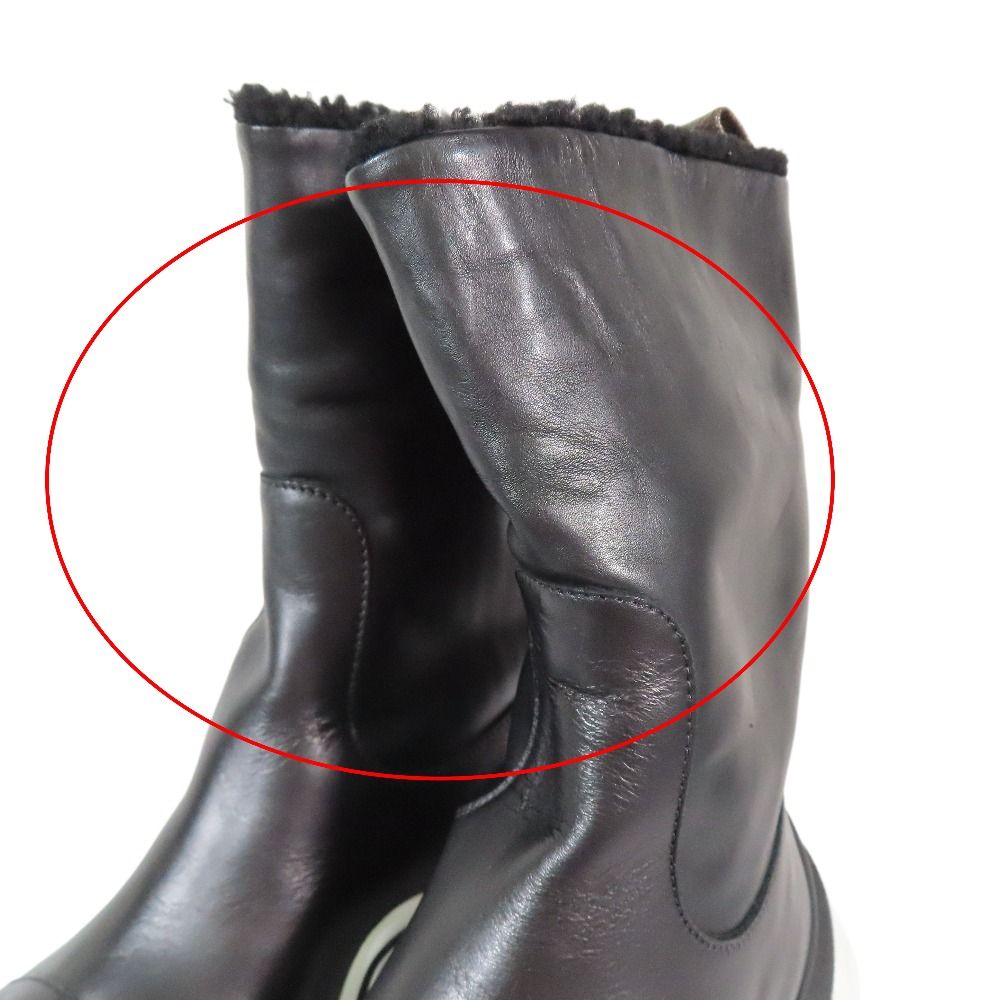 Louis Vuitton LV Akrite Line Boa Boots Shoes Leather 35 Black White Blue