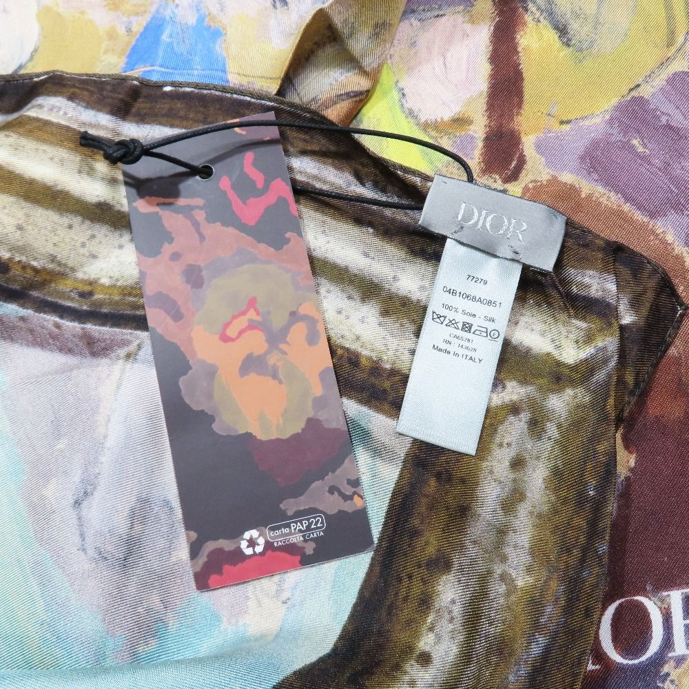 Dior Duncan Grant Square Scarfskin Bandana Silk Painting Graphic Multicolor