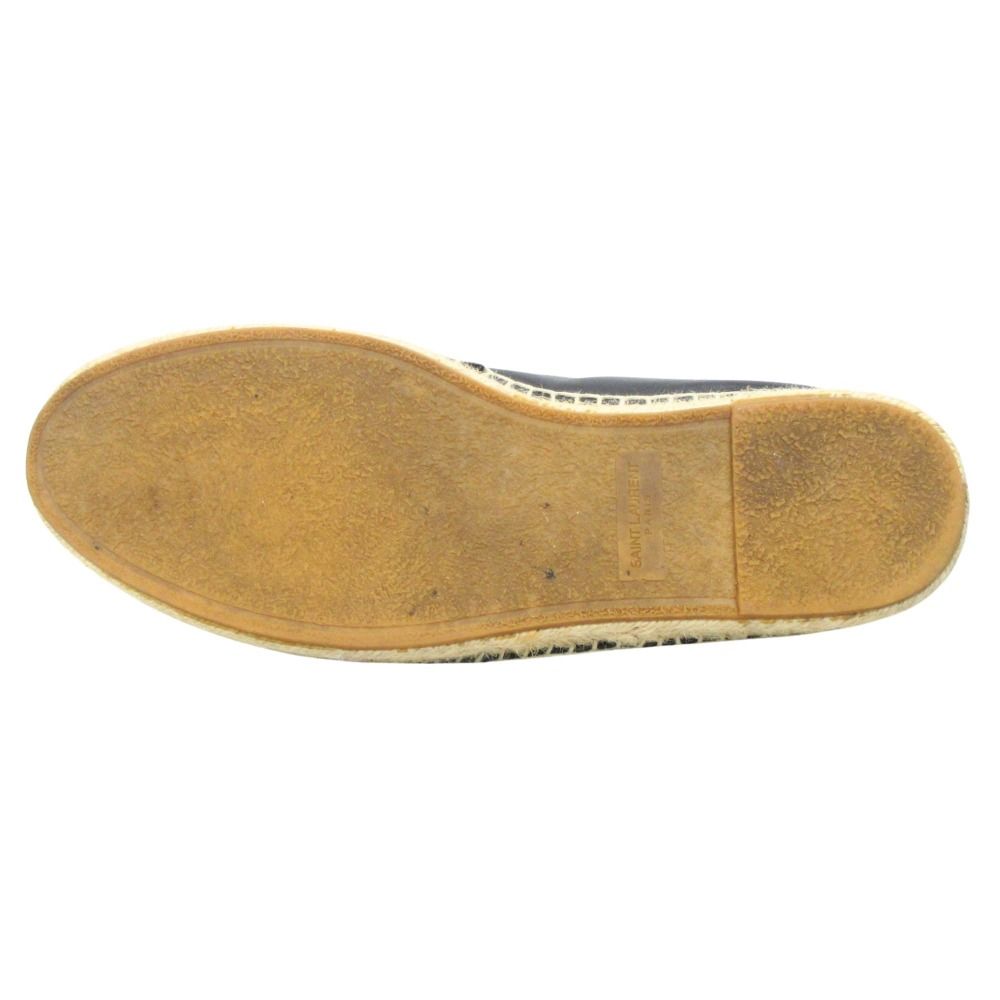 Saint Laurent Paris Espadrilles Leather Slip on Shoes Logo Embroidery