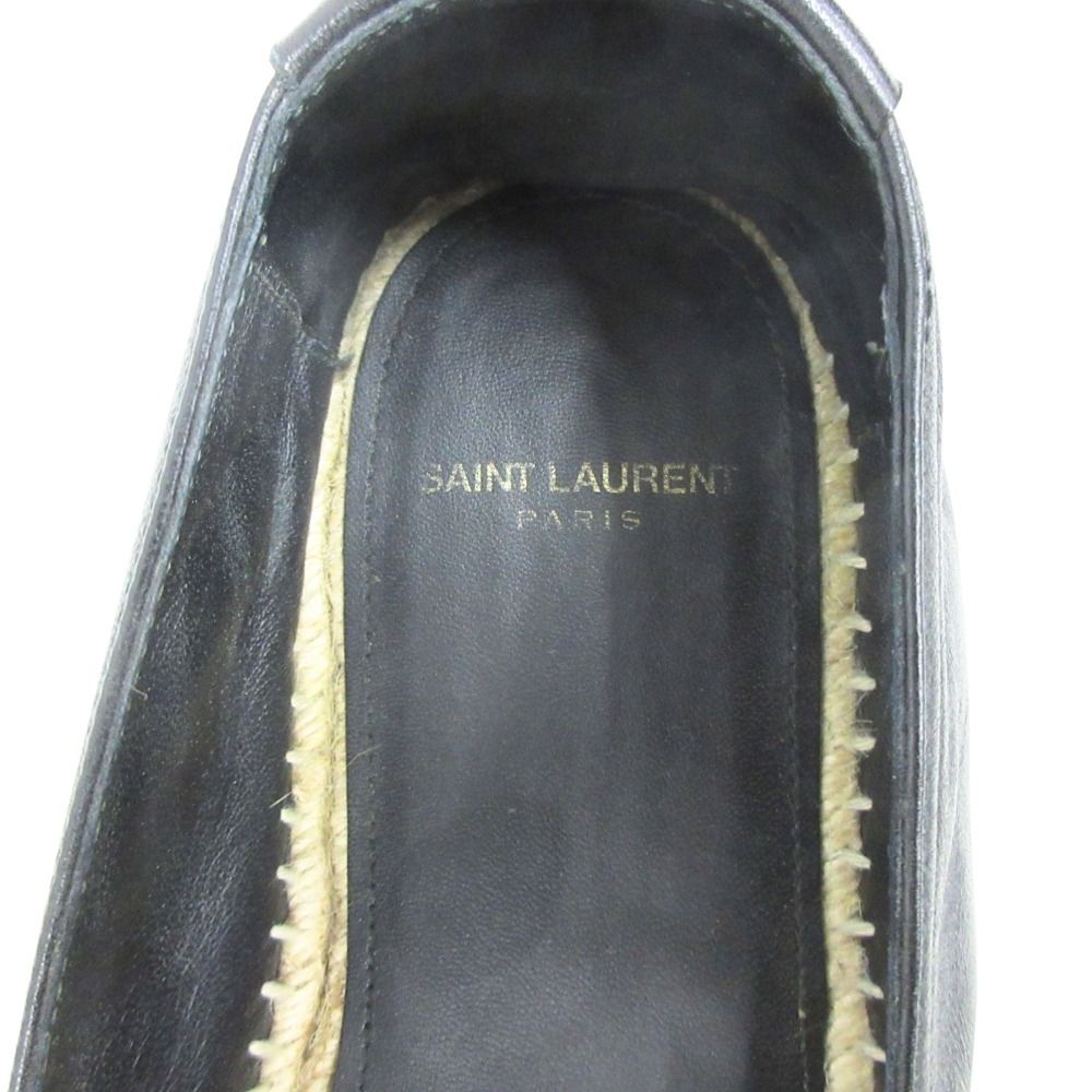Saint Laurent Paris Espadrilles Leather Slip on Shoes Logo Embroidery