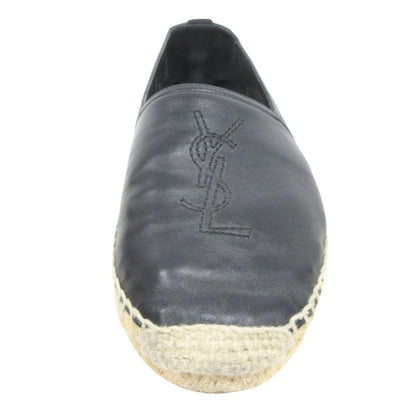 Saint Laurent Paris Espadrilles Leather Slip on Shoes Logo Embroidery