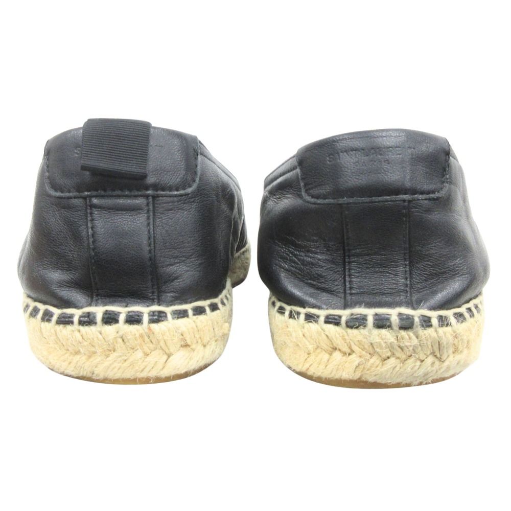 Saint Laurent Paris Espadrilles Leather Slip on Shoes Logo Embroidery