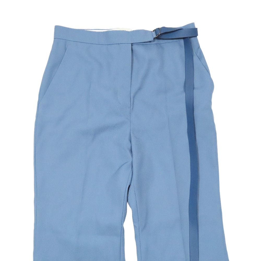 Fendi Wide Pants Trousers Boots Cut Pleated Logo Belt 40 Sac Blue
